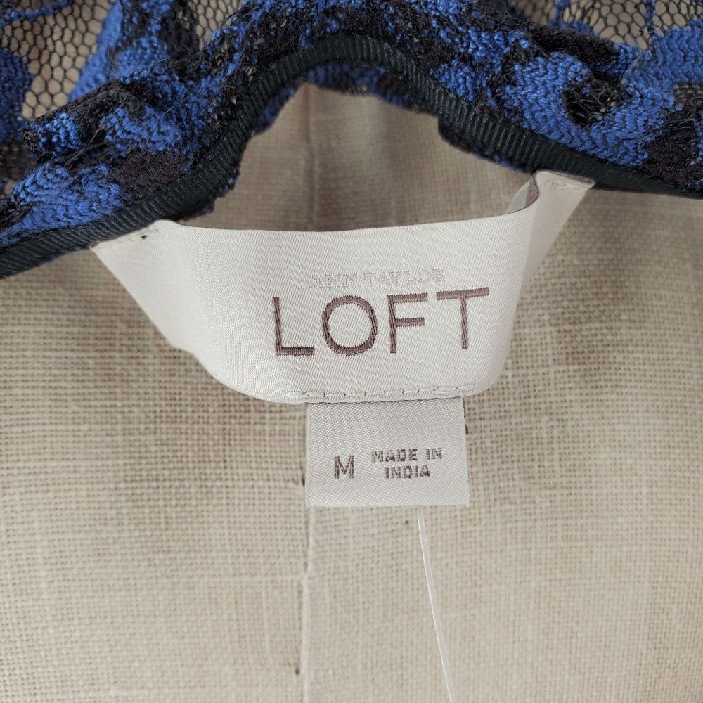 Ann Taylor Loft Lace Top Womens 3/4 Sleeve Floral Blue Size Medium - Picture 6 of 8